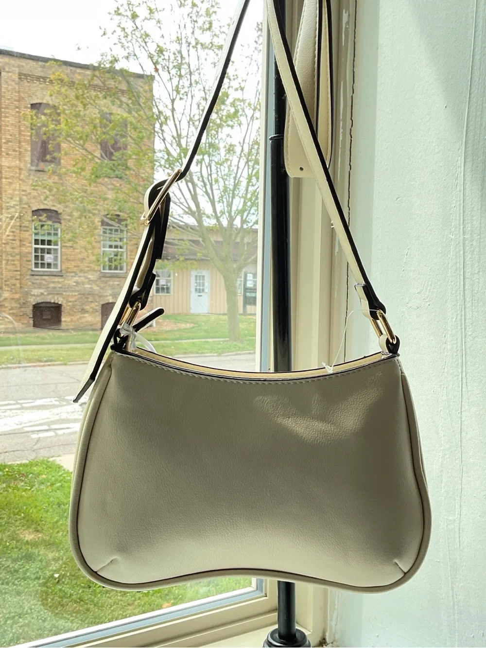 Cream Shoulder Bag with Adjustable Strap